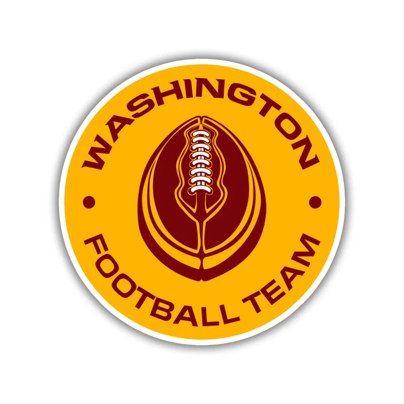 Washington Commanders - Yellow Football Circle- Full Color Vinyl Sticker - Custom Size