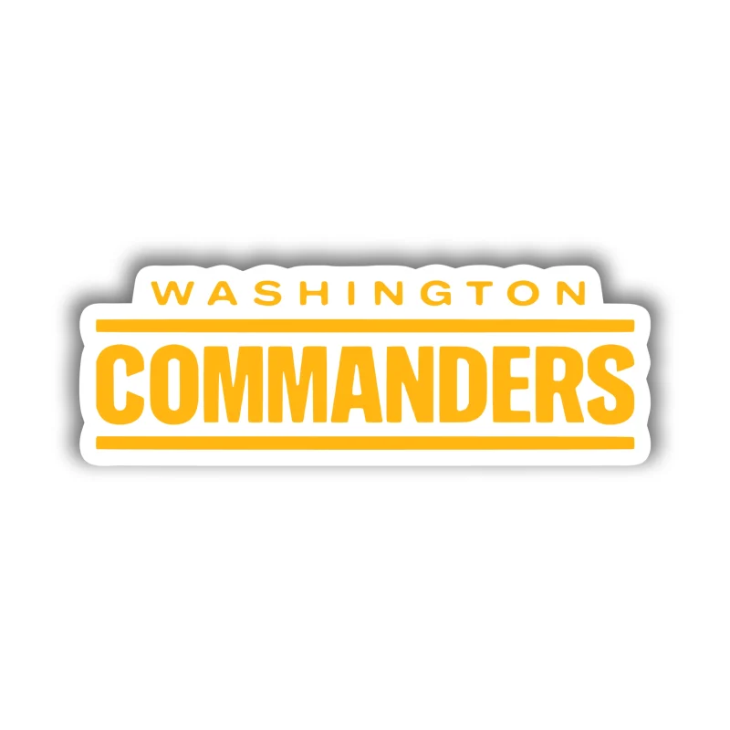 Washington Commanders - Yellow Words- Full Color Vinyl Sticker - Custom Size