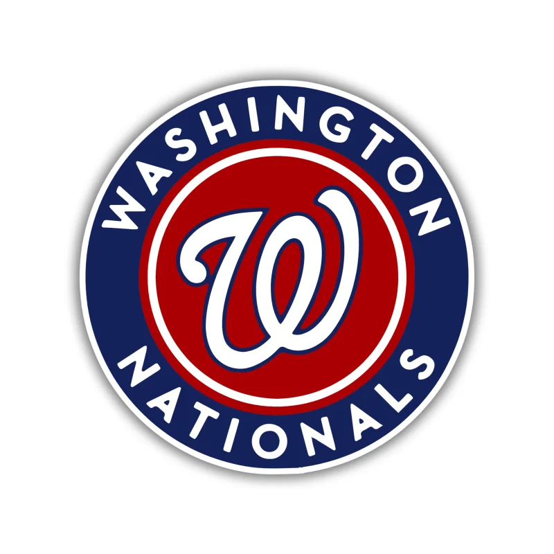 Washington Nationals - Blue And Red Circle With Name - Full Color Vinyl Sticker - Custom Size