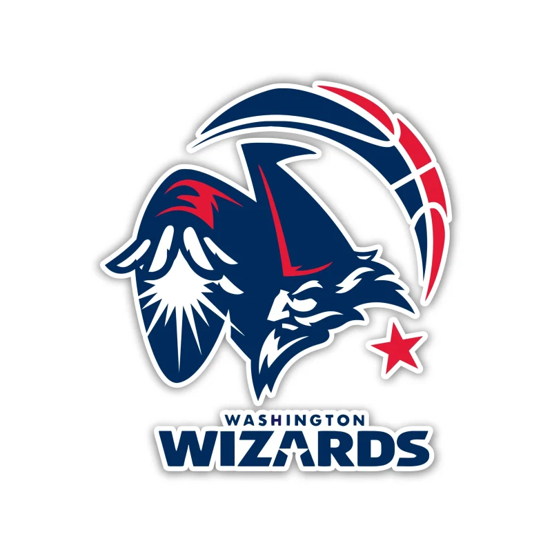 Washington Wizards - Blue Wizard With Name Below - Iron On DTF Transfer - Custom Size