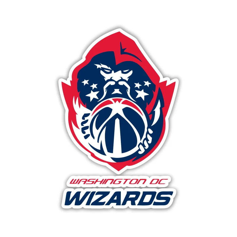 Washington Wizards - Red And Blue Wizard Holding Basketball - Iron On DTF Transfer - Custom Size