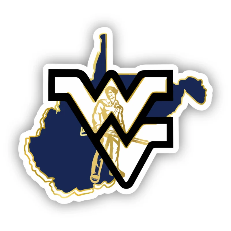 West Virginia Mountaineers - Blue State with WV - Iron On DTF Transfer - Custom Size