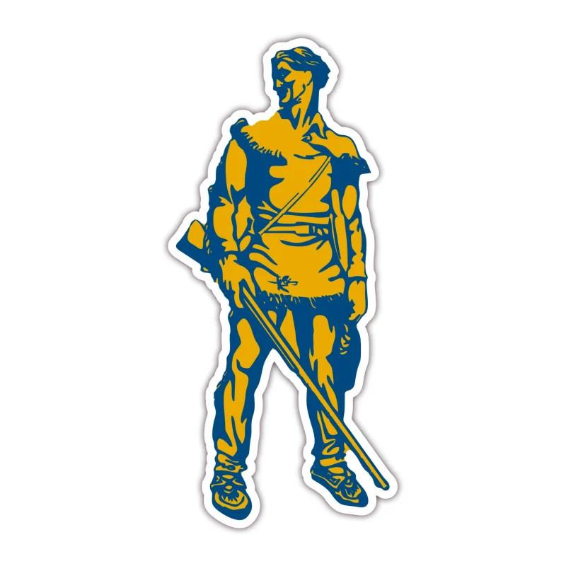 West Virginia Mountaineers - Gold And Blue Mountaineer - Full Color Vinyl Decal - Custom Size
