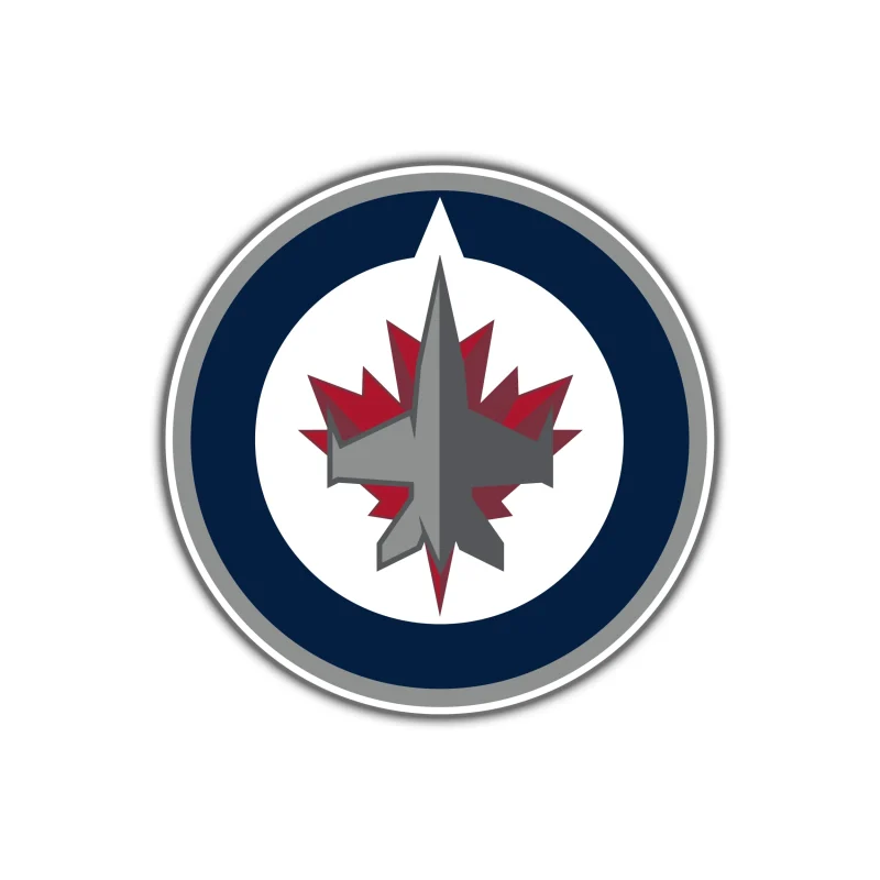 Winnipeg Jets - Blue Circle With Jet In Middle - Full Color Vinyl Sticker - Custom Size