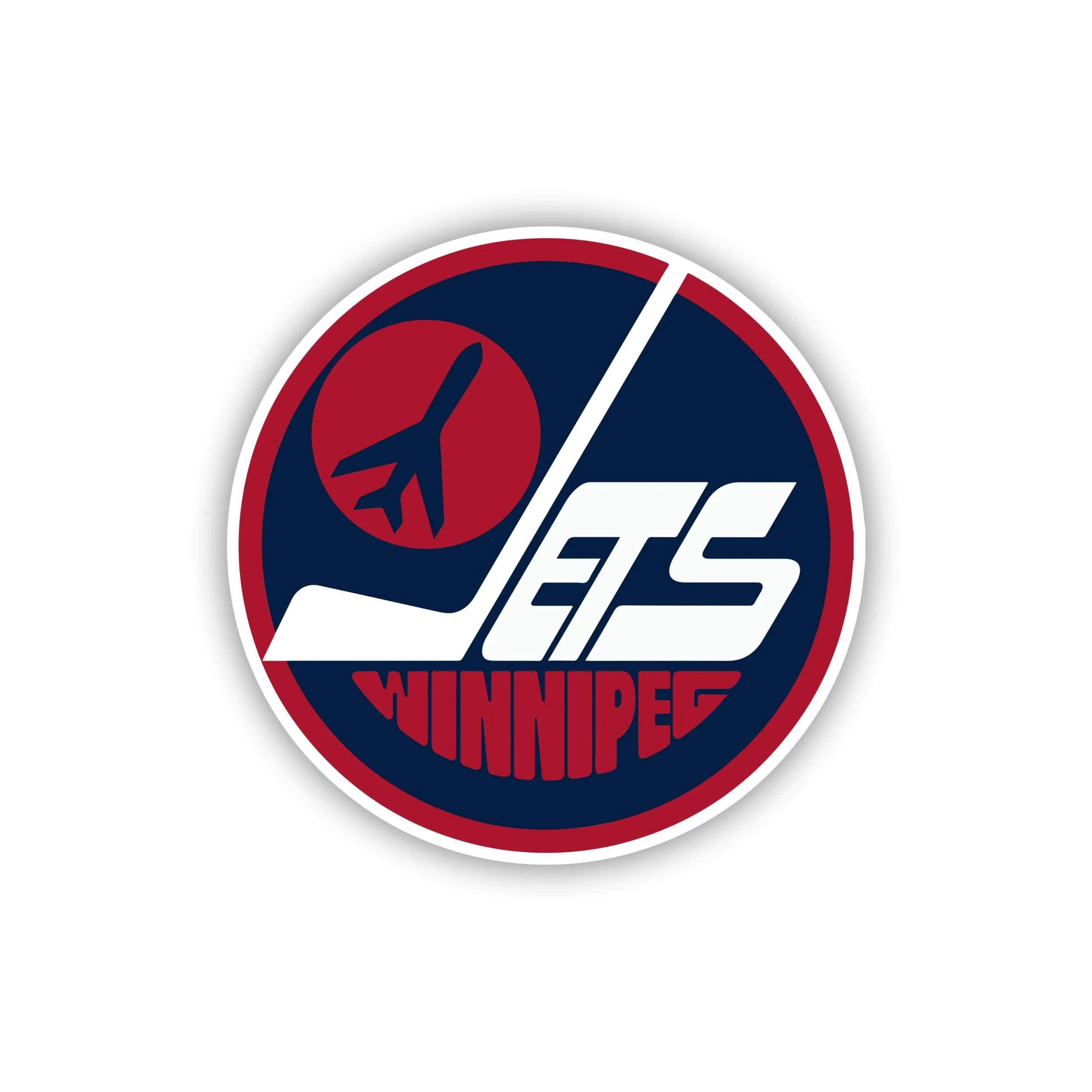 Winnipeg Jets - Red And Dark Blue Circle - Iron On DTF Transfer - Custom Size