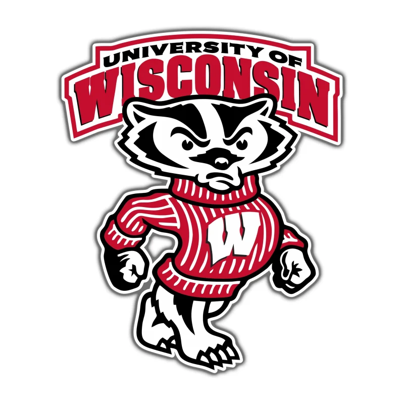 Wisconsin Badgers Bucky Badger Full Color Vinyl Decal - Custom Size