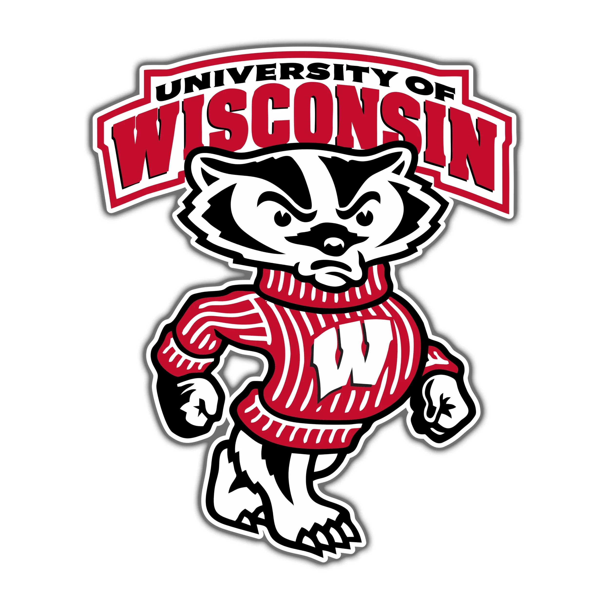 Wisconsin Badgers Bucky Badger Full Color Vinyl Decal - Custom Size