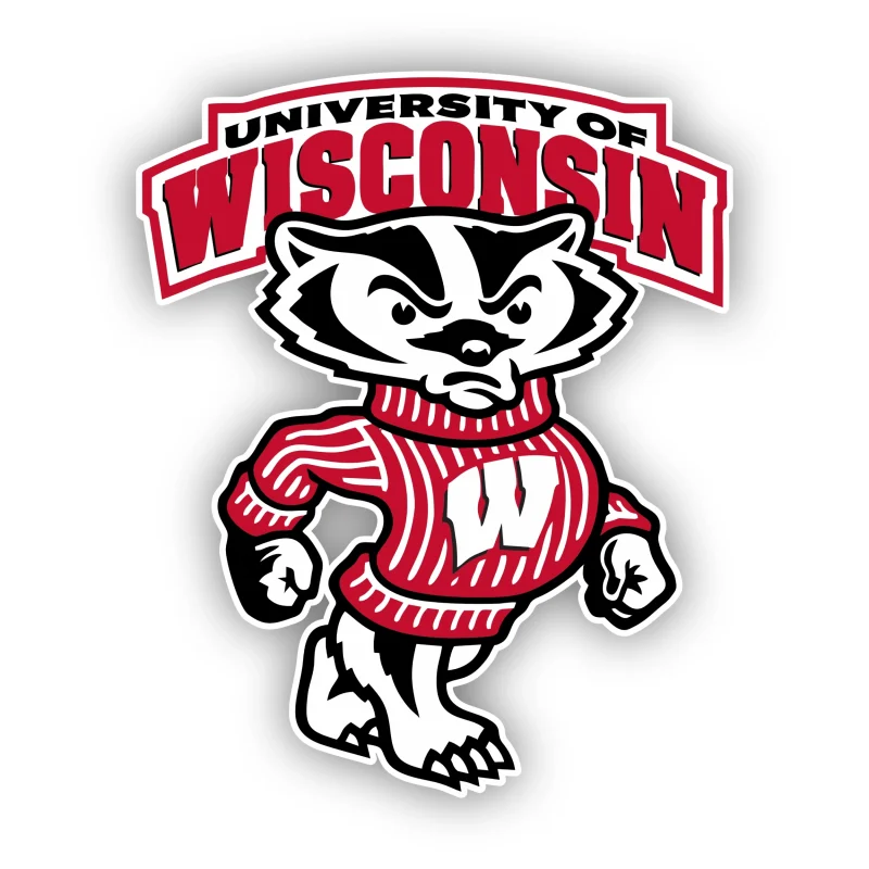 Wisconsin Badgers - Bucky Badger with Name Above - Iron On DTF Transfer - Custom Size