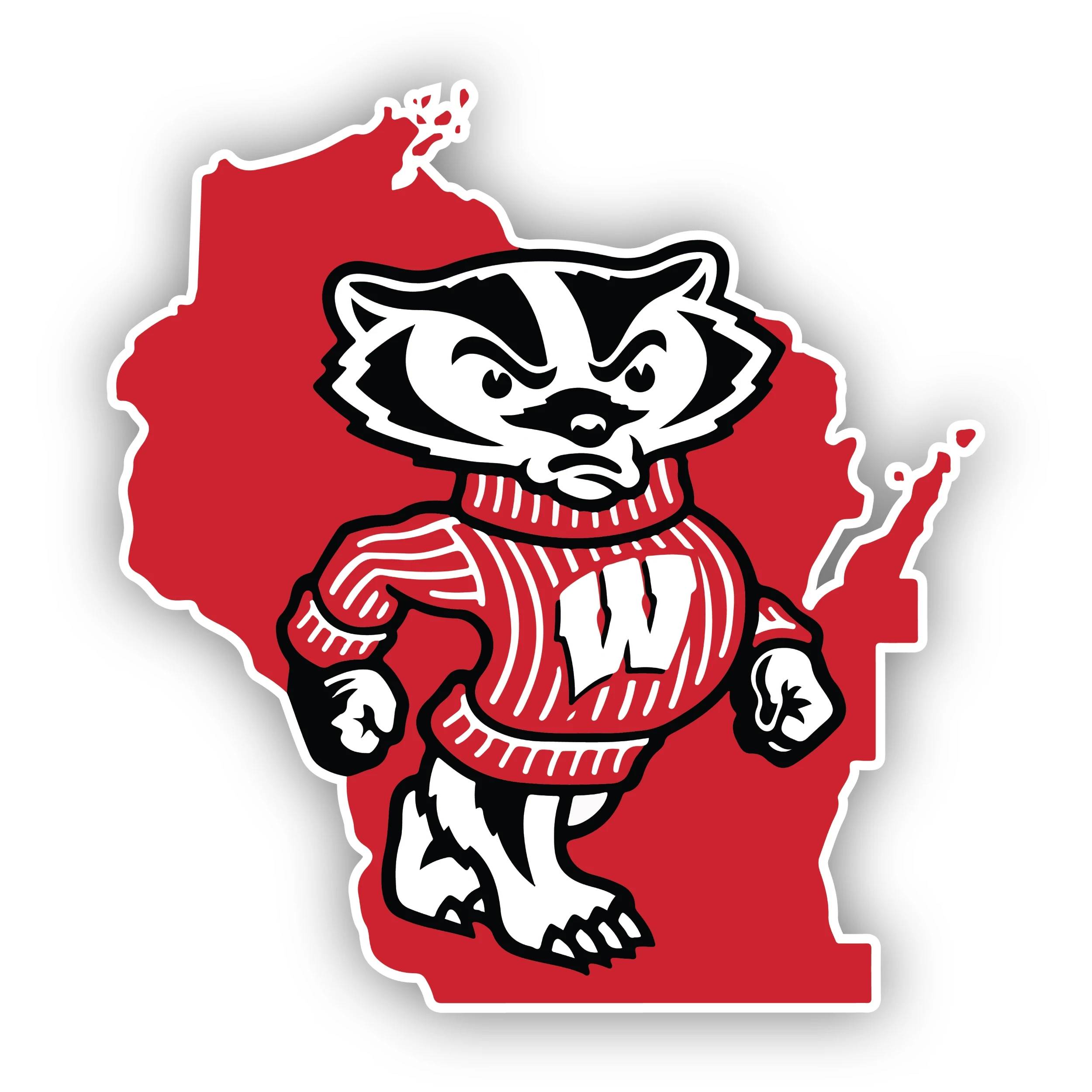 Wisconsin Badgers - Bucky Badger with State - Iron On DTF Transfer - Custom Size