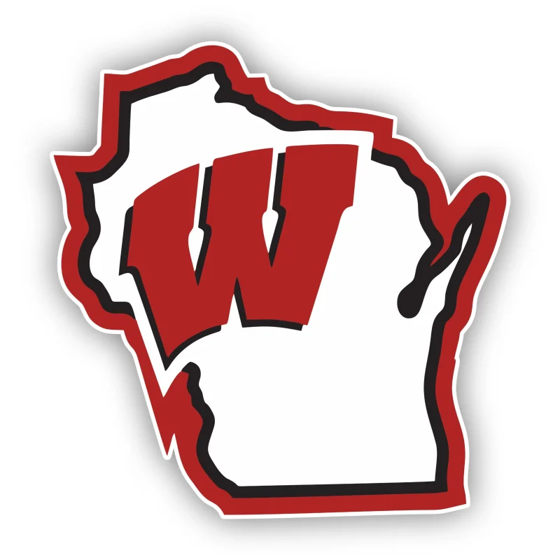 Wisconsin Badgers - White State with W - Iron On DTF Transfer - Custom Size