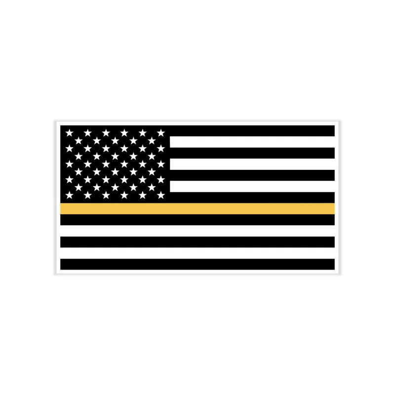 Yellow Line American Flag Full Color Vinyl Decal - custom size