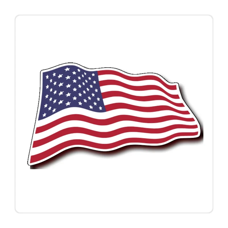 American Flag Waving Full Color Vinyl Decal - Custom Size