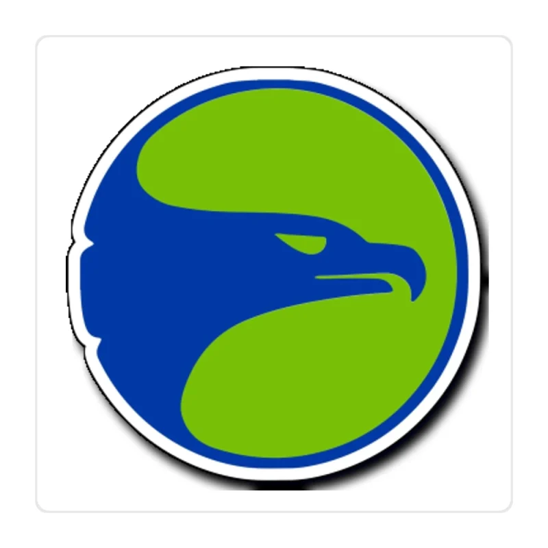 Atlanta Hawks - Green Circle With Blue Hawk - Full Color Vinyl Sticker - Custom Size