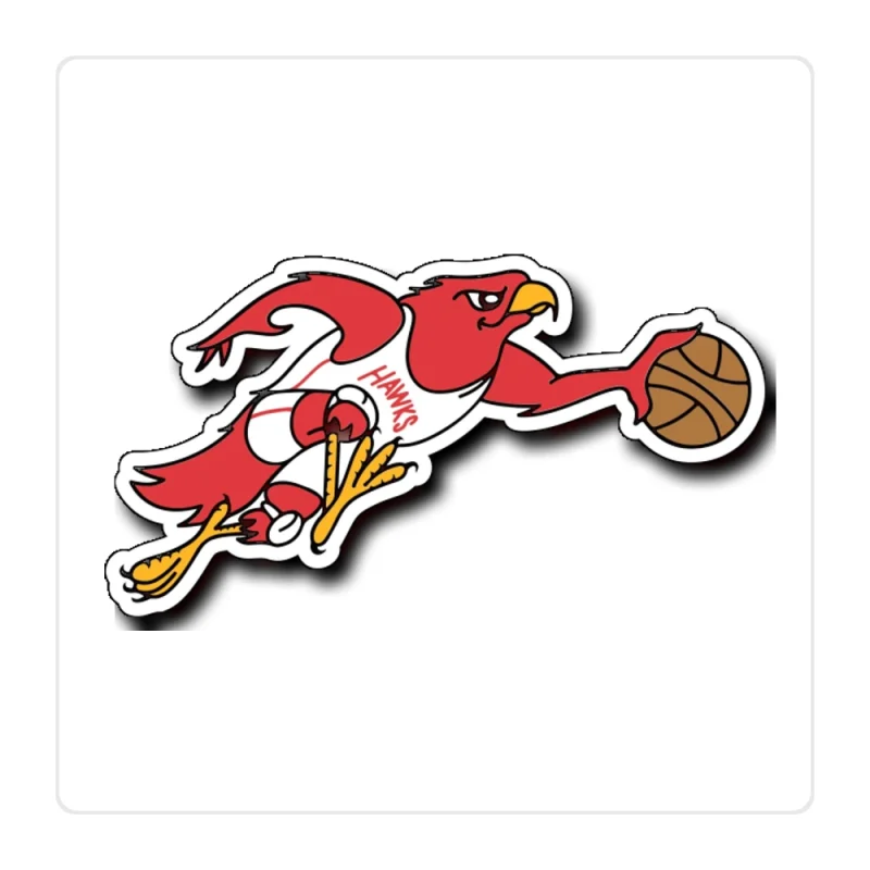 Atlanta Hawks - Hawk Dribbling - Full Color Vinyl Sticker - Custom Size