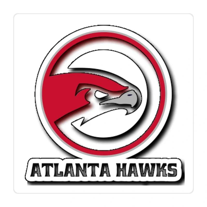 Atlanta Hawks - Hawk With Name And Basketball - Full Color Vinyl Sticker - Custom Size