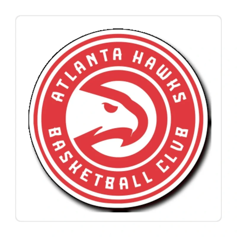 Atlanta Hawks - Red Circle Basketball Club - Full Color Vinyl Sticker - Custom Size