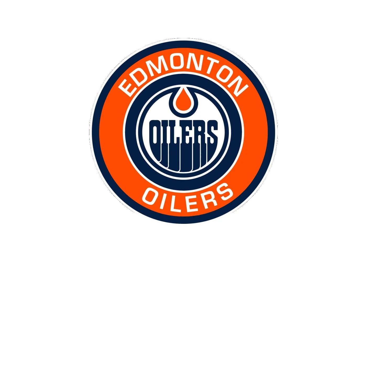 Edmonton Oilers - Orange Circle With Name - Full Color Vinyl Sticker - Custom Size
