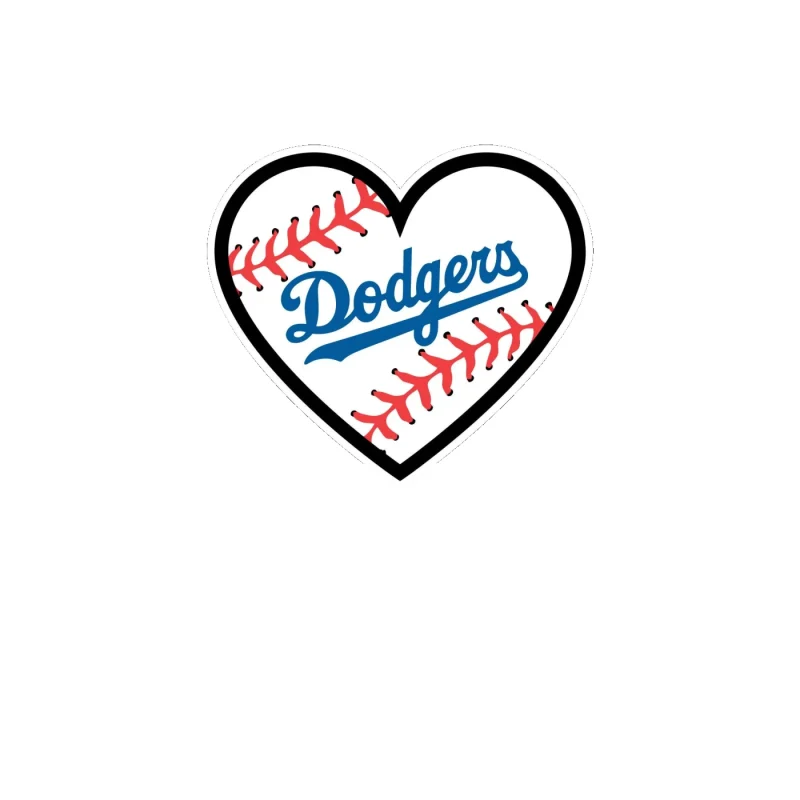 Los Angeles Dodgers - Heart Dodgers In Middle - Full Color Vinyl Sticker - Custom Size