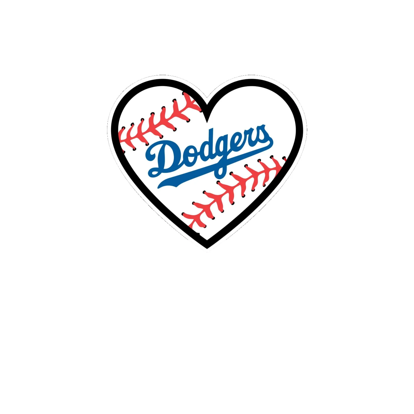 Los Angeles Dodgers - Heart Dodgers In Middle - Full Color Vinyl Sticker - Custom Size