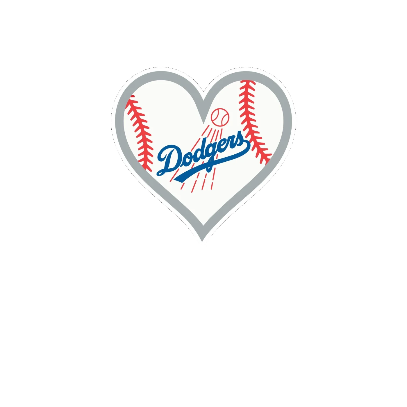 Los Angeles Dodgers - Heart With Dodgers And Baseball In Middle - Full Color Vinyl Sticker - Custom Size