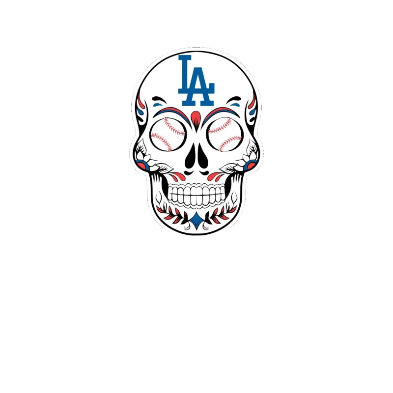 Los Angeles Dodgers - Sugar Skull - Full Color Vinyl Sticker - Custom Size