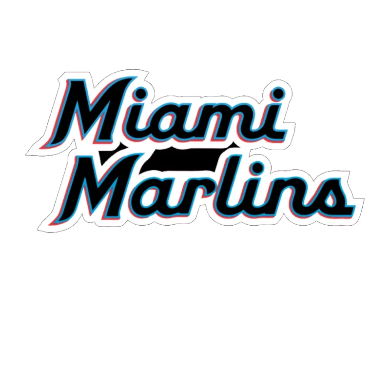 Miami Marlins - Name - Full Color Vinyl Sticker - Custom Size