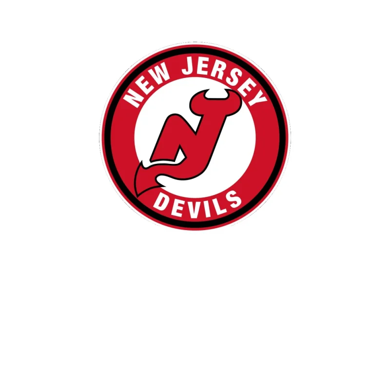 New Jersey Devils - Red And White Circle - Full Color Vinyl Sticker - Custom Size
