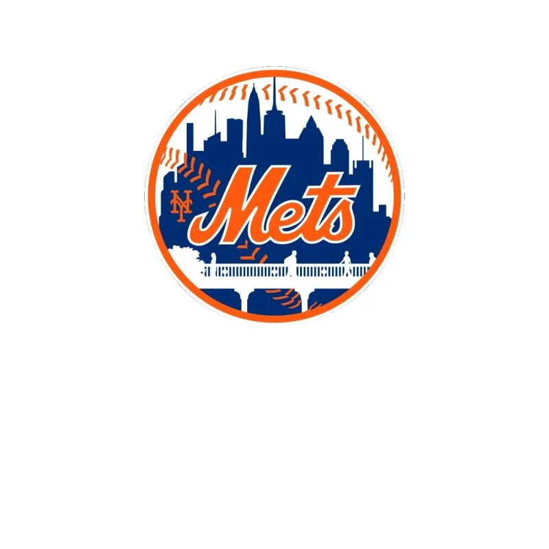 New York Mets - Blue Circle With Train - Full Color Vinyl Sticker - Custom Size