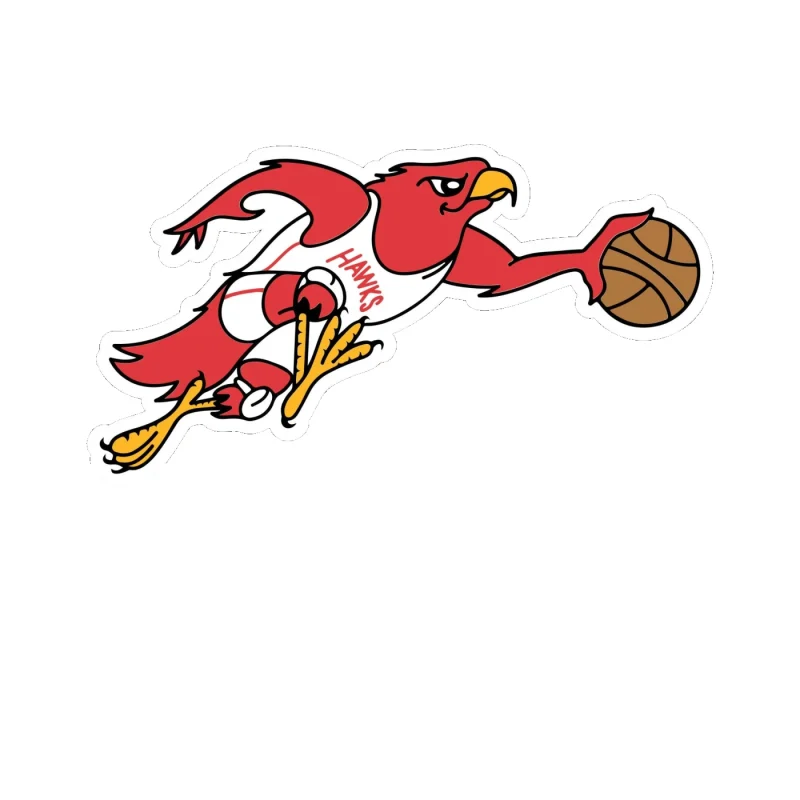Atlanta Hawks - Hawk Dribbling - Full Color Vinyl Sticker - Custom Size