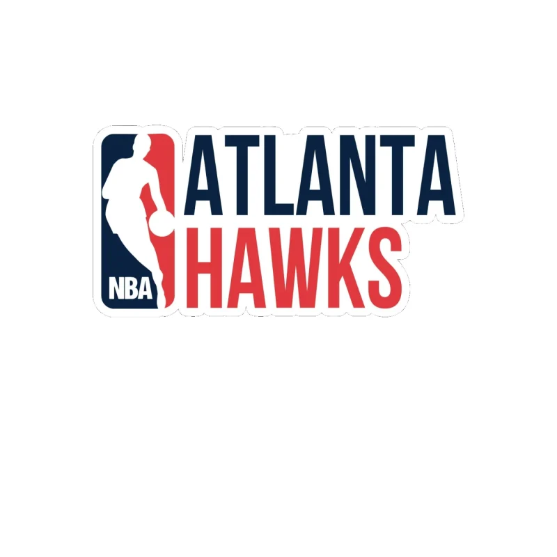 Atlanta Hawks - NBA With Name - Full Color Vinyl Sticker - Custom Size
