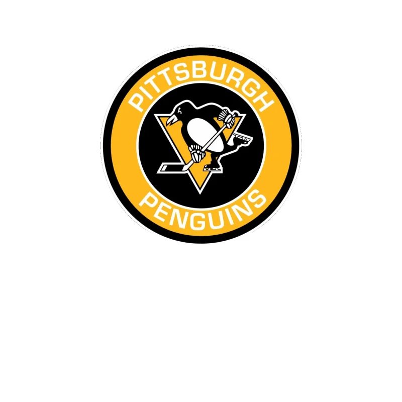 Pittsburgh Penguins - Black And Yellow Circle With Name - Full Color Vinyl Sticker - Custom Size