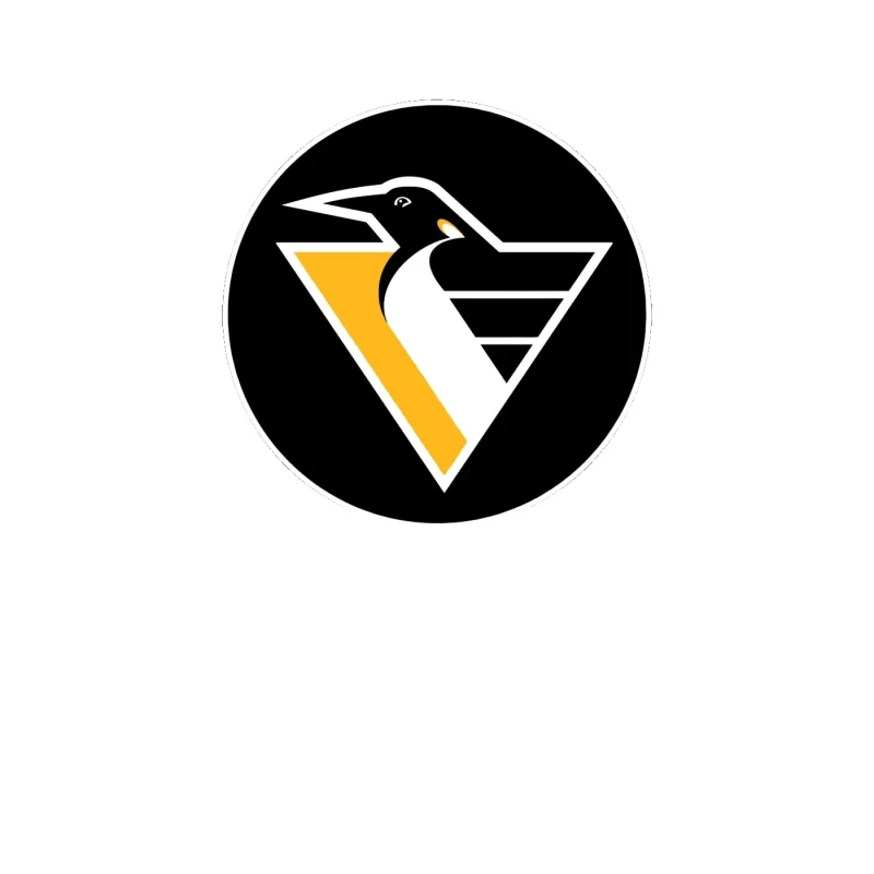 Pittsburgh Penguins - Black Circle With Triangle Penguin - Full Color Vinyl Sticker - Custom Size
