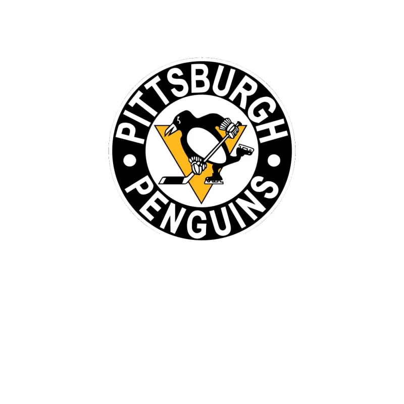 Pittsburgh Penguins - Black Circle With White Name - Full Color Vinyl Sticker - Custom Size