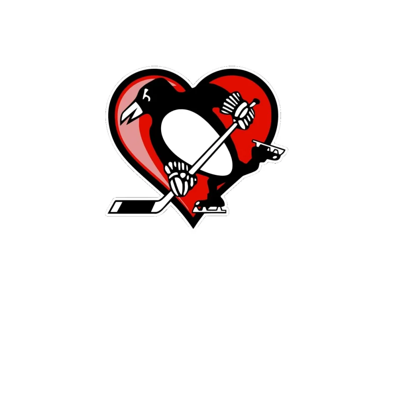 Pittsburgh Penguins - Heart - Full Color Vinyl Sticker - Custom Size
