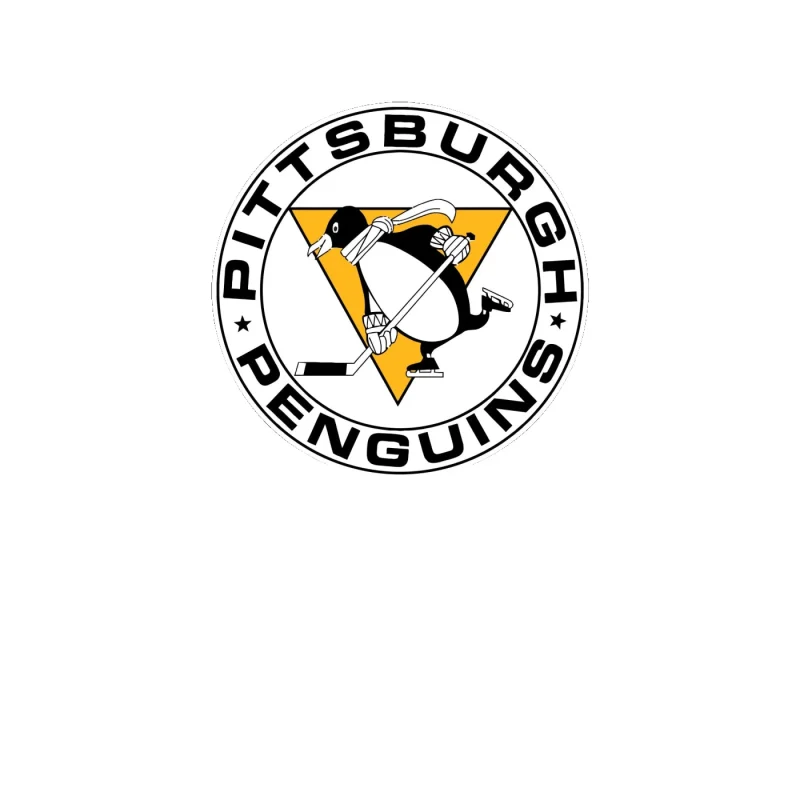 Pittsburgh Penguins - White Circle Black Name - Full Color Vinyl Sticker - Custom Size