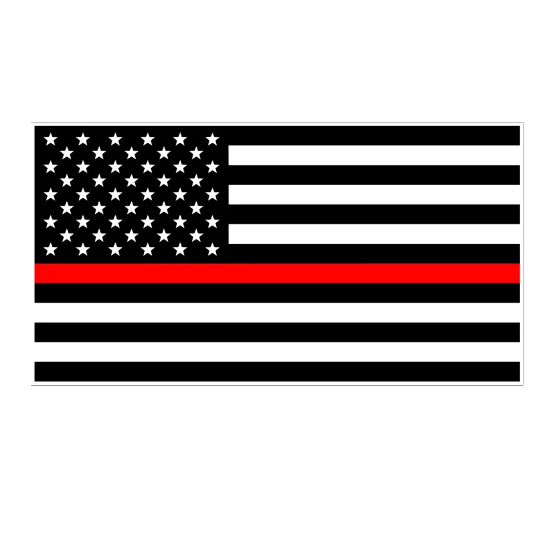 Red Line American Flag Full Color Vinyl Decal - custom size