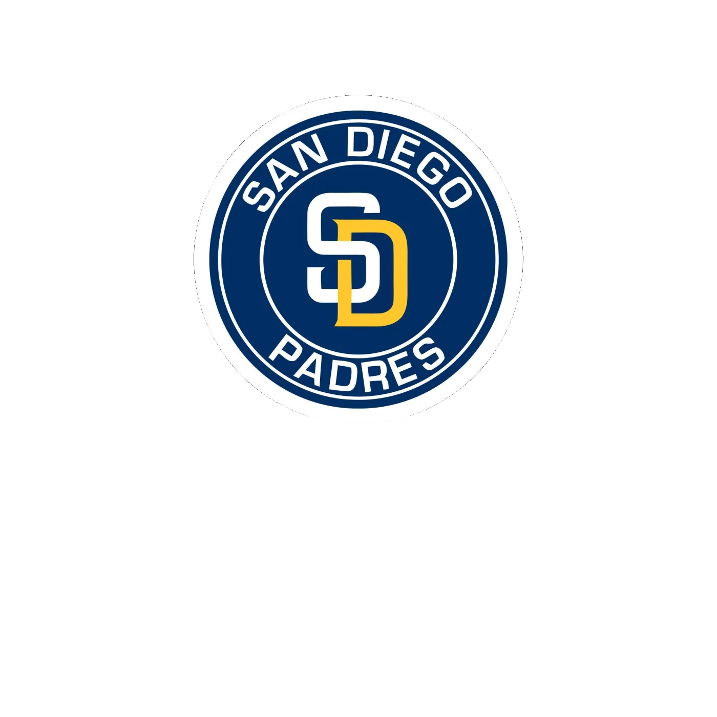 San Diego Padres - Blue Circle With White Name And Yellow D - Full Color Vinyl Sticker - Custom Size
