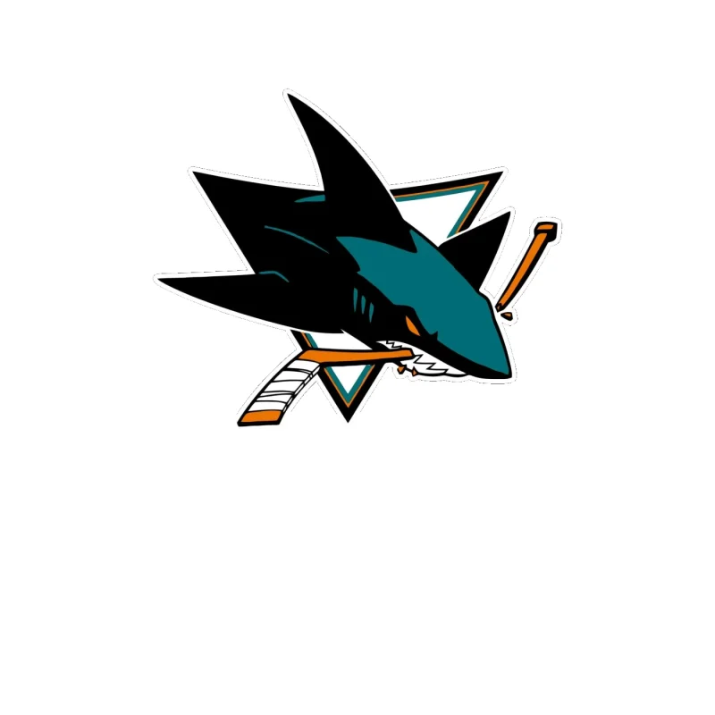 San Jose Sharks - Shark With Hockey Stick - Full Color Vinyl Sticker - Custom Size