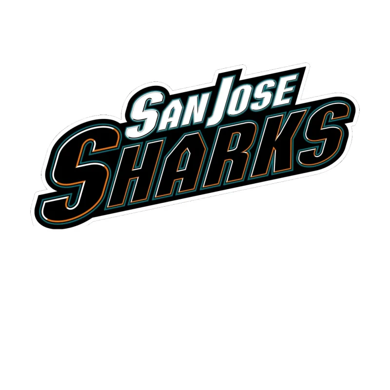 San Jose Sharks - Name Slanted - Full Color Vinyl Sticker - Custom Size
