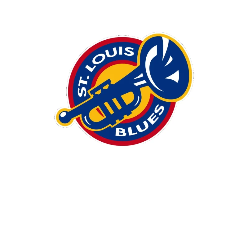 St Louis Blues Full - Circle With Horn - Color Vinyl Sticker - Custom Size