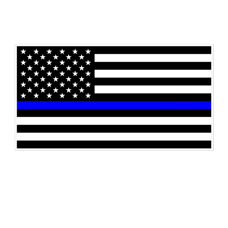 Blue Line American Flag Full Color Vinyl Decal - custom size