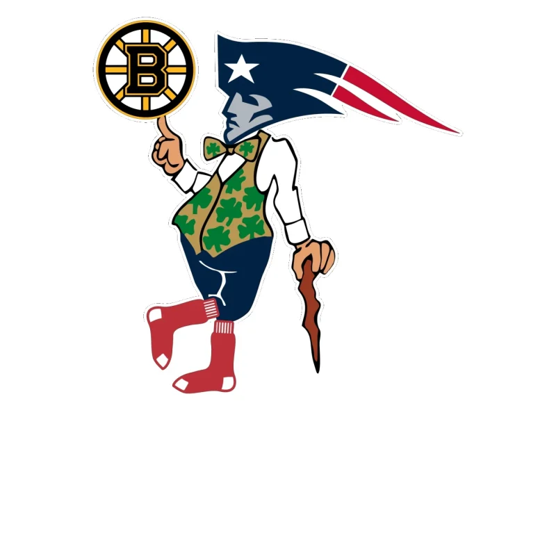 Boston Sports Teams Mashup Full Color Vinyl Sticker - Custom Size