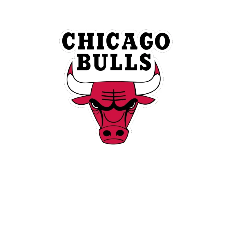 Chicago Bulls - Bull Head With Name - Full Color Vinyl Sticker - Custom Size