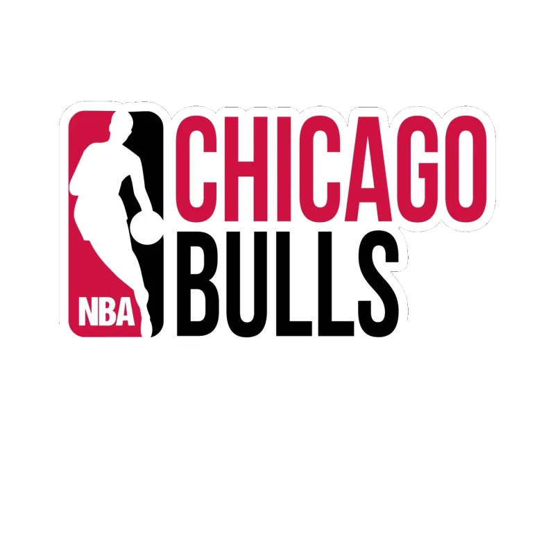 Chicago Bulls - NBA Logo With Name - Full Color Vinyl Sticker - Custom Size