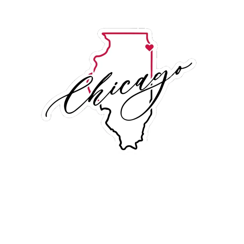 Chicago Bulls - State With Chicago - Full Color Vinyl Sticker - Custom Size