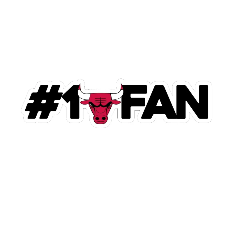 Chicago Bulls - #1 Fan - Full Color Vinyl Sticker - Custom Size