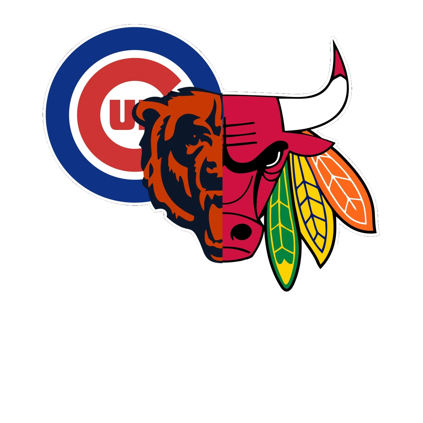 Chicago Sports Teams Mashup - Image 4 - Full Color Vinyl Sticker - Custom Size