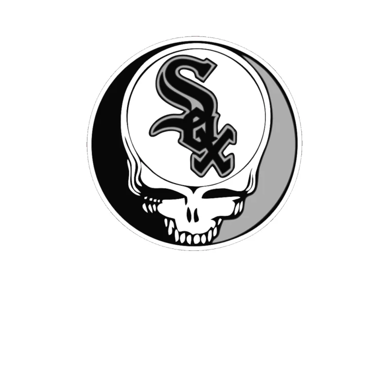 Chicago White Sox - Skull Circle - Full Color Vinyl Sticker - Custom Size