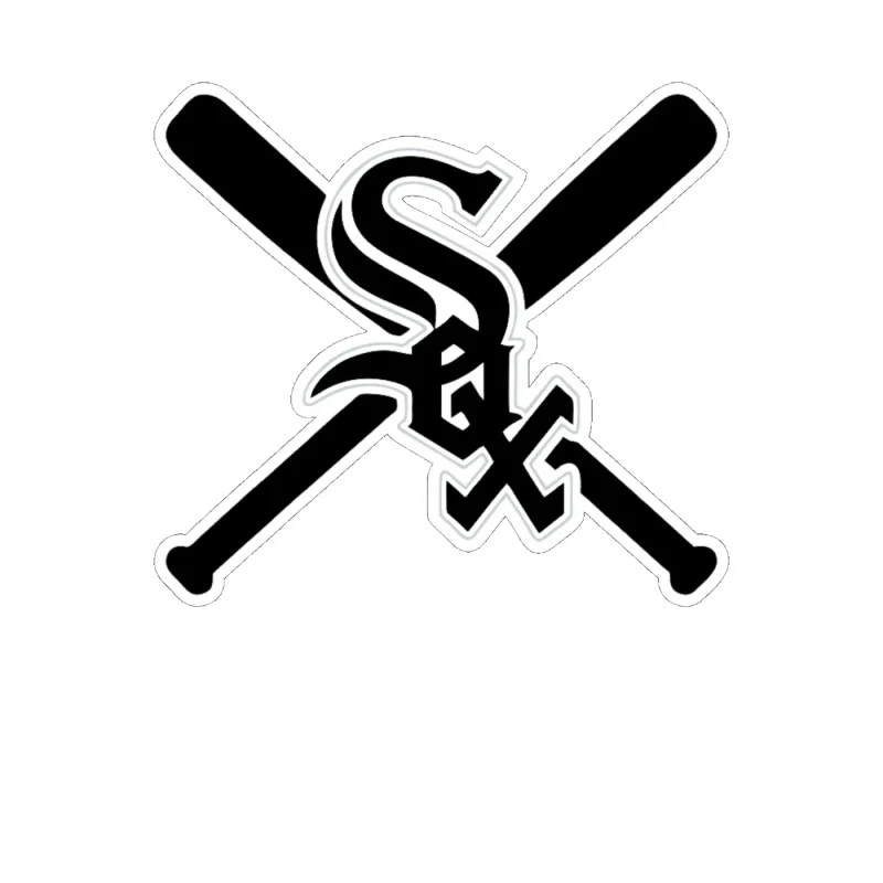 Chicago White Sox - Sox With Baseball Bats Crossed - Full Color Vinyl Sticker - Custom Size