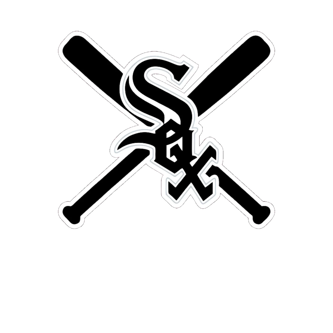 Chicago White Sox - Sox With Baseball Bats Crossed - Full Color Vinyl Sticker - Custom Size